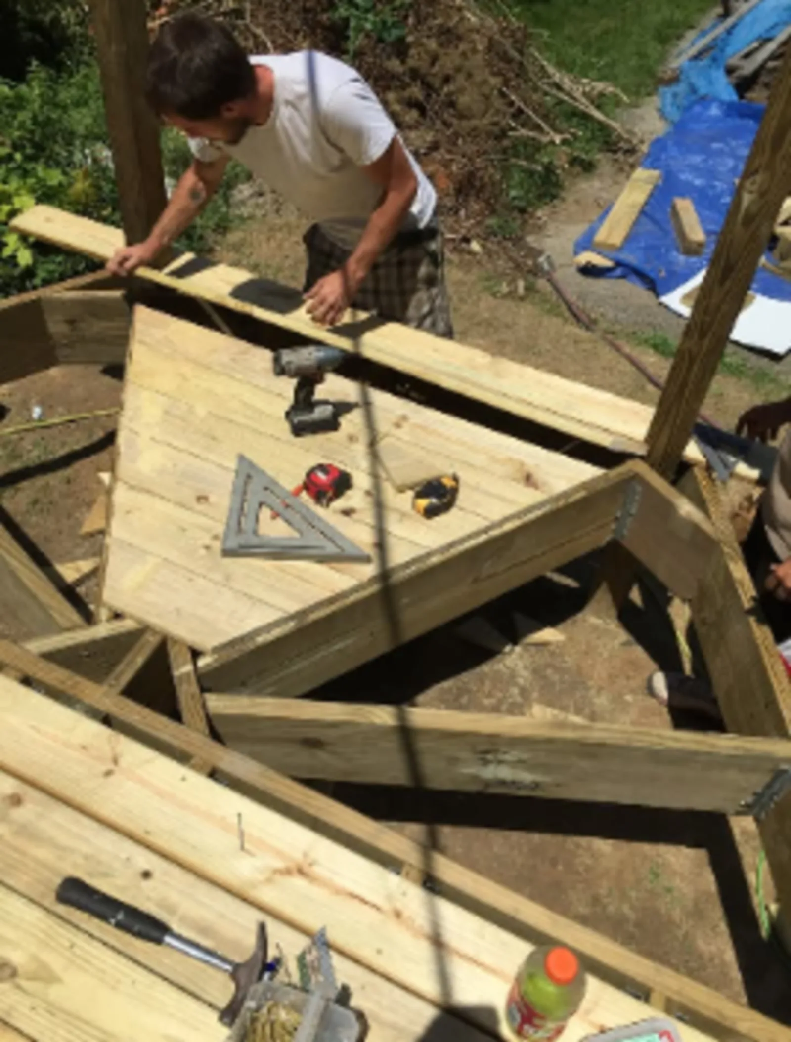 Diamond herringbone pattern deck framing detail